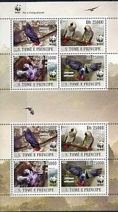 Сан-Томе, 2009, Попугаи, WWF,  малый лист